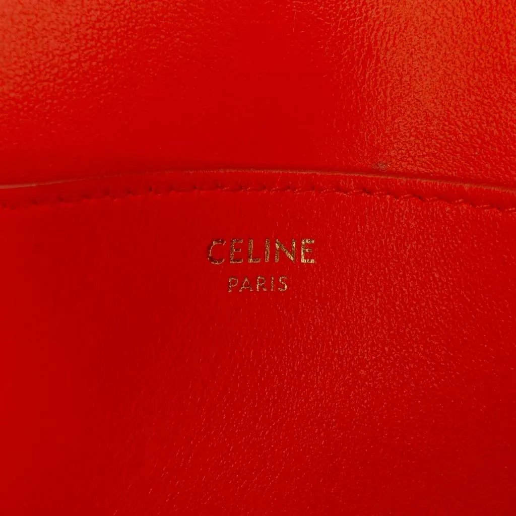 Celine Smooth Calfskin Tabou Clutch on Strap Orange Leather Good - Box View