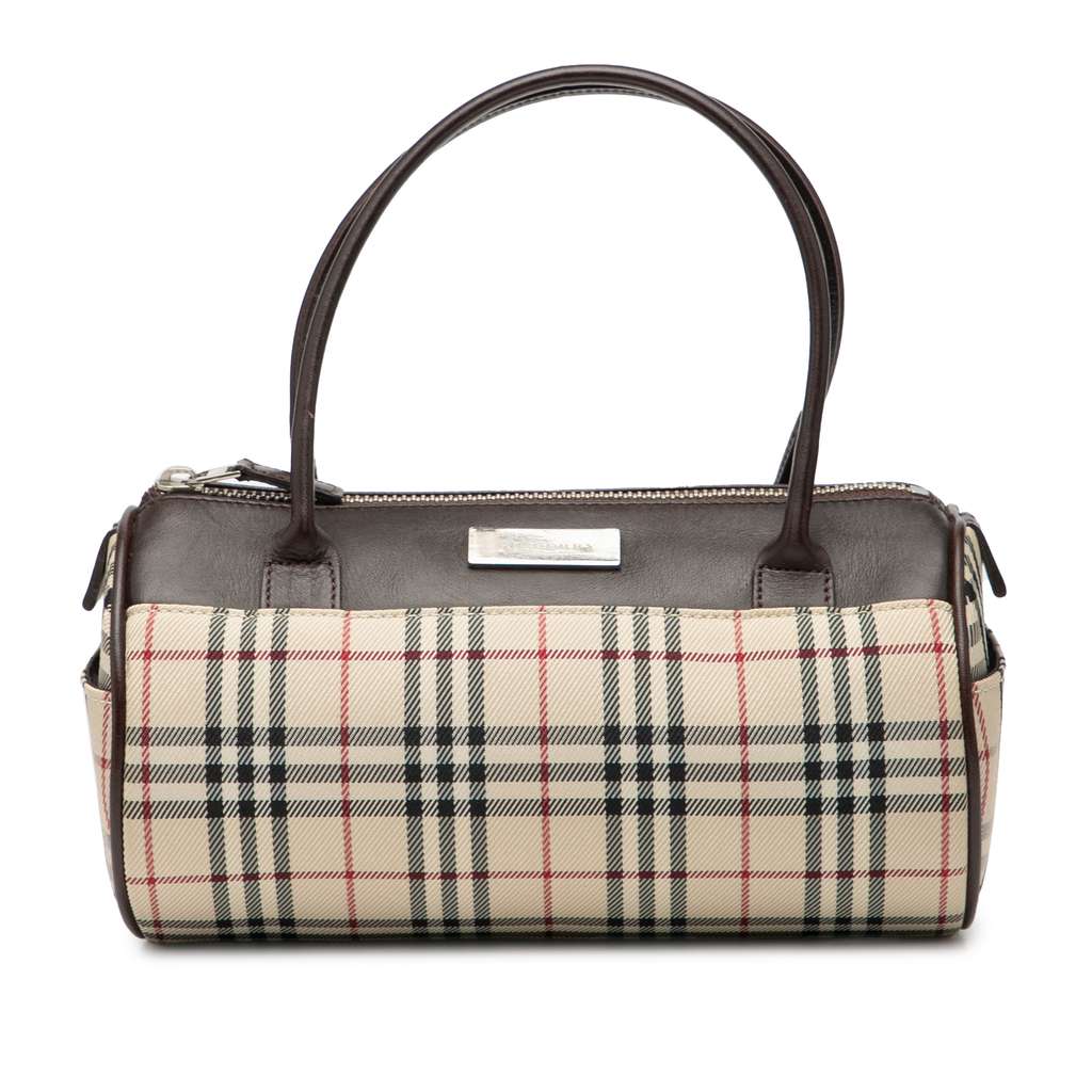 Burberry House Check Canvas Barrel Handbag