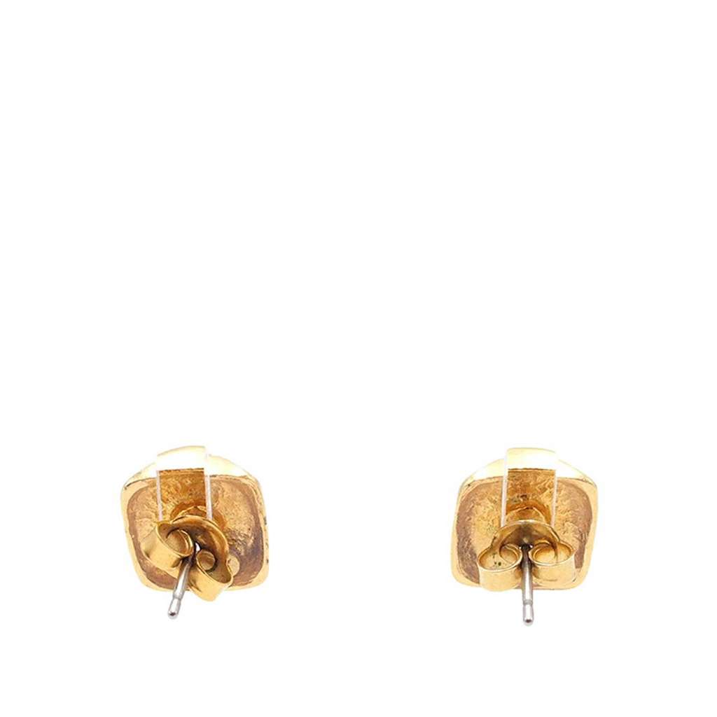Chanel Gold Plated CC Pearl Push Back Earrings - 4