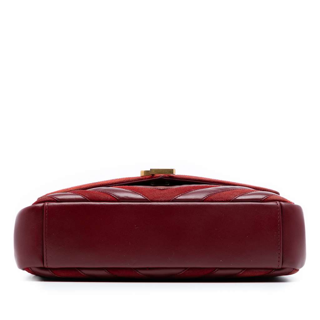 Saint Laurent Medium Calfskin and Suede Chevron Monogram College Satchel - 3