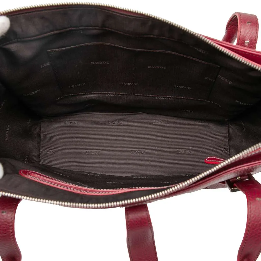 Loewe Leather Senda Handbag Red Leather Very good - Model View