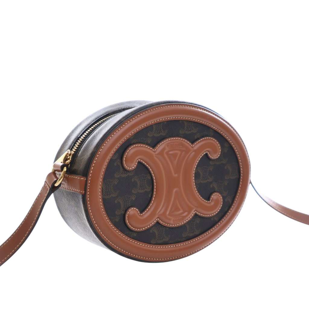 Celine Triomphe Coated Canvas Cuir Triomphe Oval Crossbody - 4