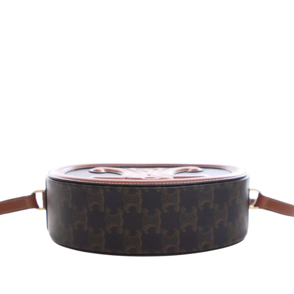 Celine Triomphe Coated Canvas Cuir Triomphe Oval Crossbody - 5