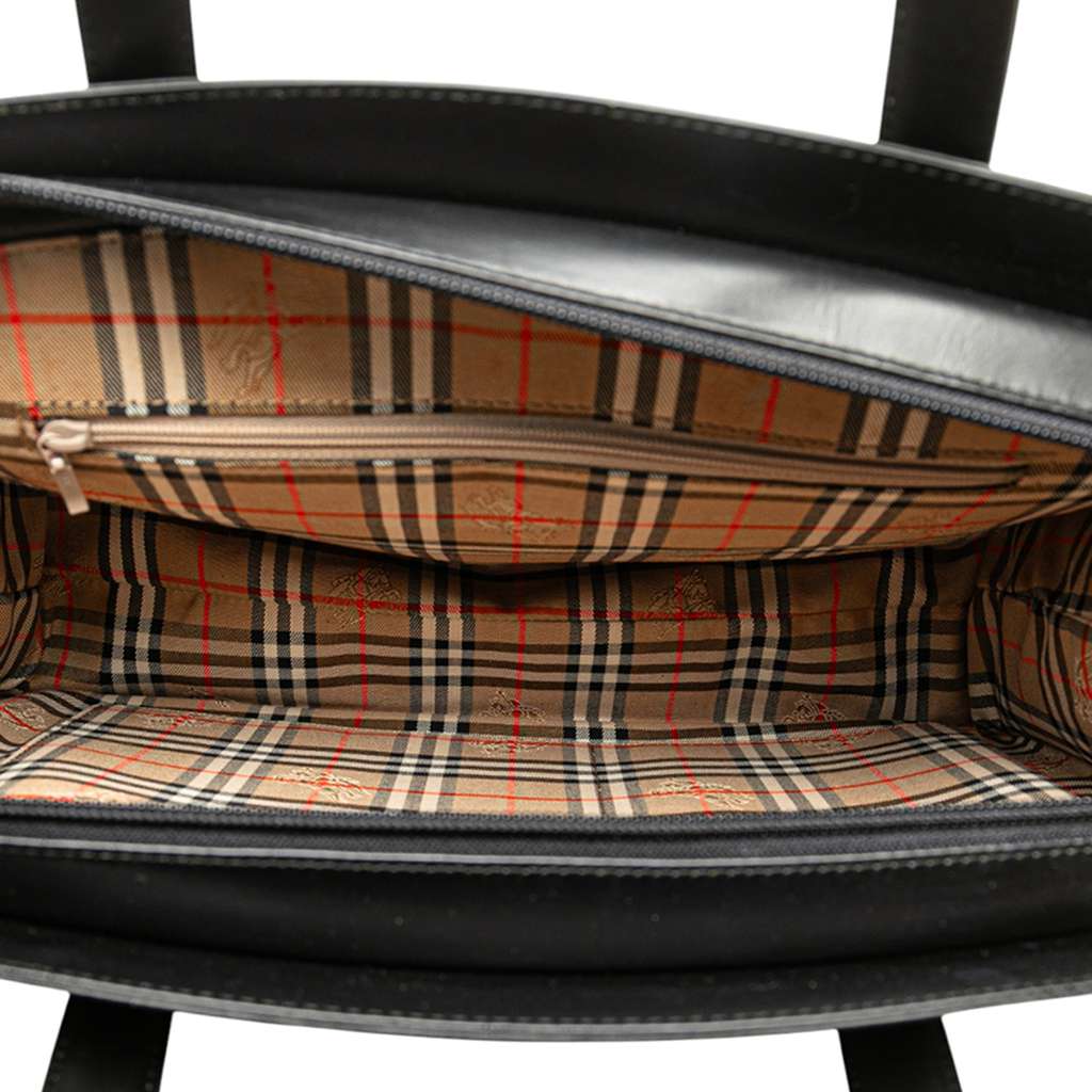 Burberry House Check Trimmed Leather Handbag - 4