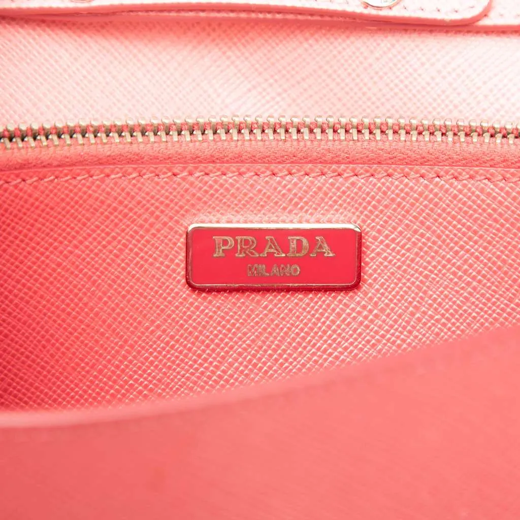 Prada Saffiano Turn Lock Wallet on Strap Pink Leather Good - Box View