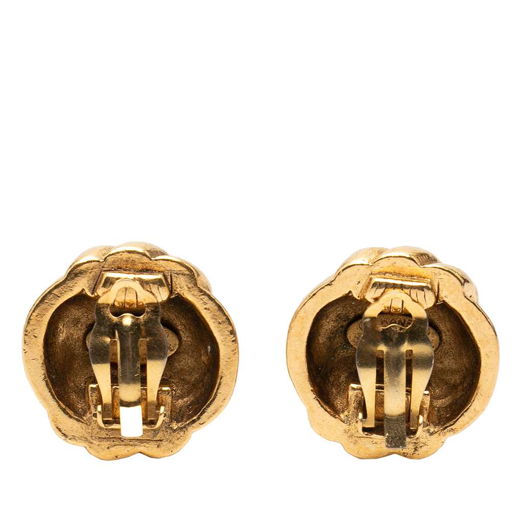 Chanel CC Gold Plated Swirl Clip on Earrings - 2