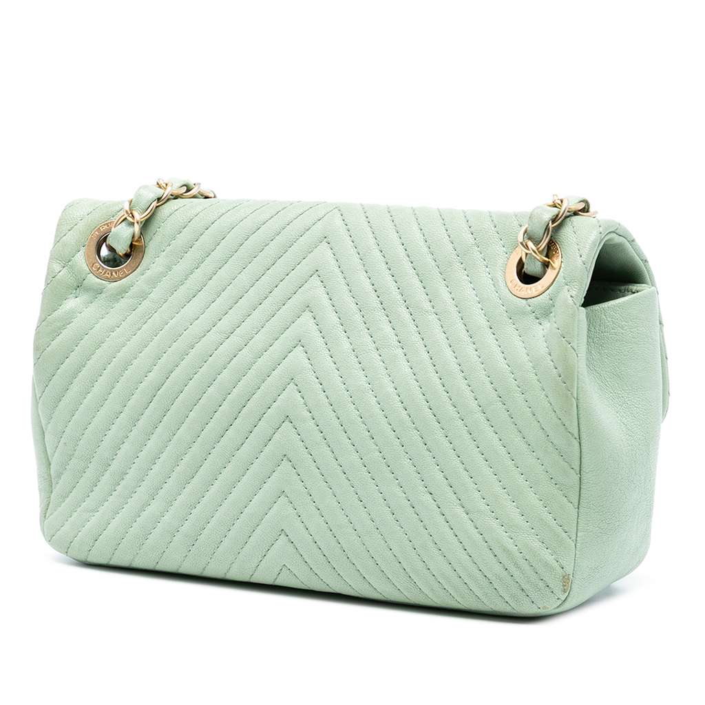 Chanel Small Chevron Wrinkled Calfskin Medallion Charm Surpique Flap - 2