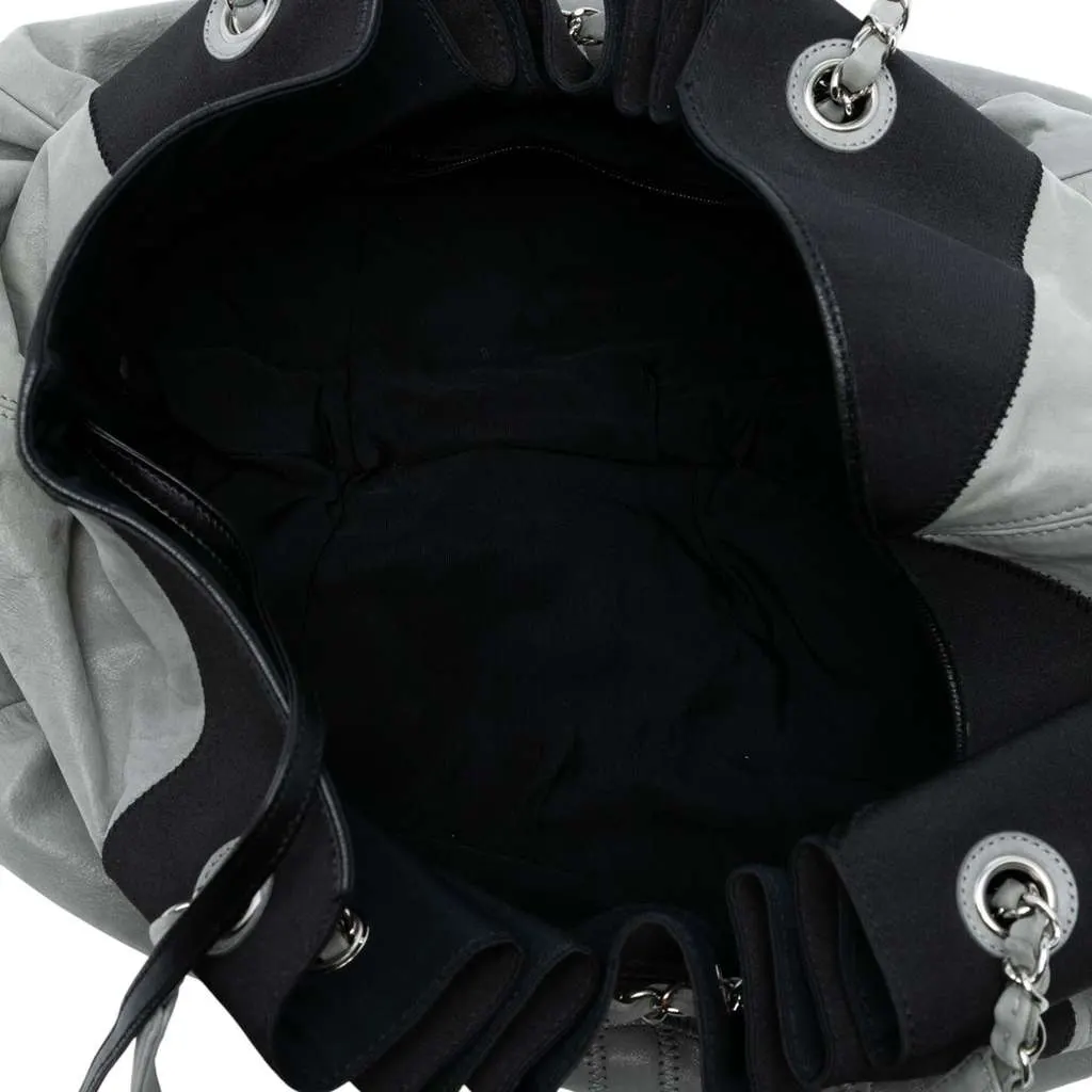 Chanel Lambskin Stretch Spirit Cabas Tote Grey Leather Good - Model View