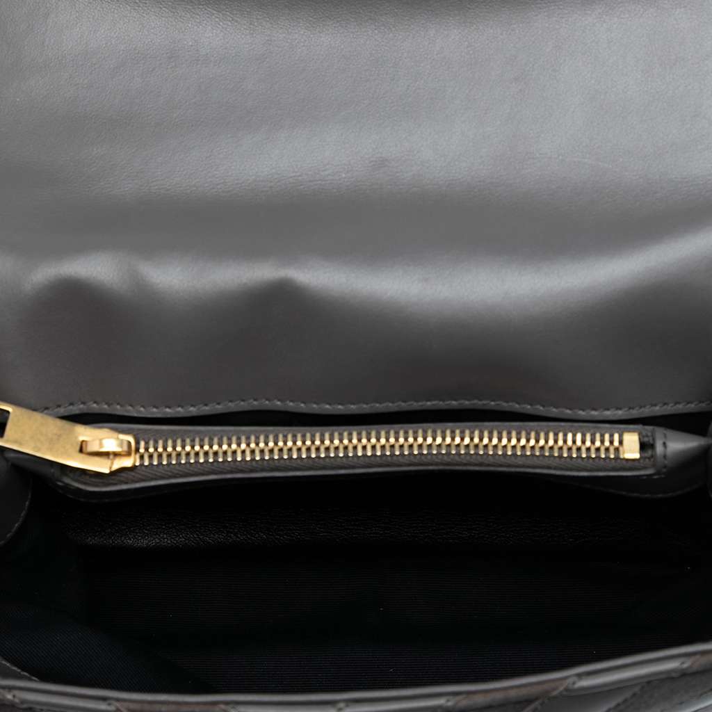 Saint Laurent Medium Calfskin and Suede Chevron Monogram College Satchel - 4