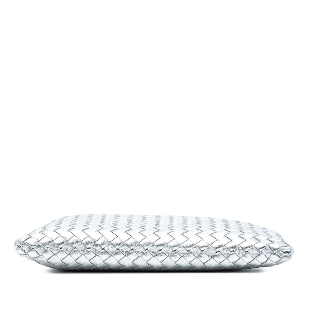 Bottega Veneta Metallic Leather Intrecciato Clutch - 3