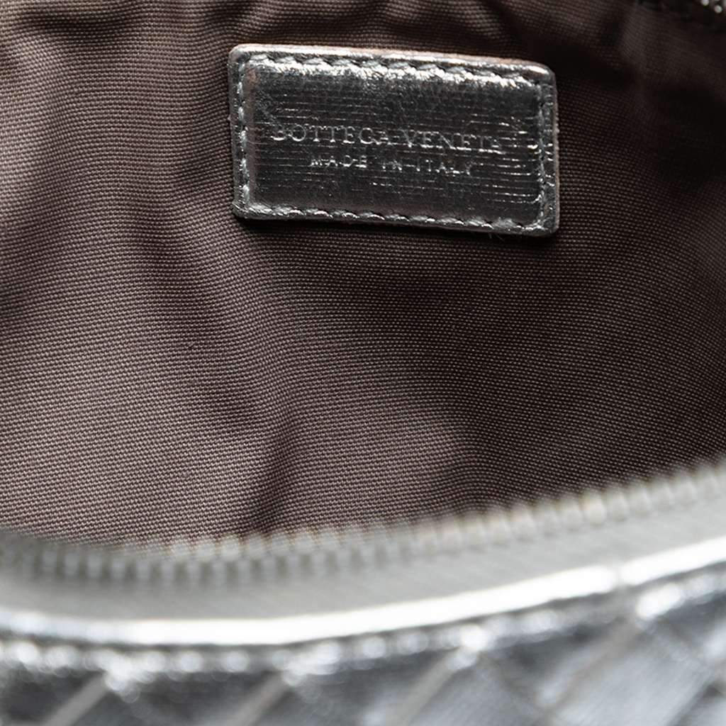 Bottega Veneta Metallic Leather Intrecciato Clutch - 5