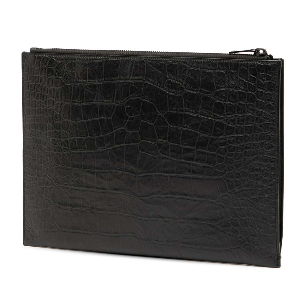 Saint Laurent Croc Embossed Leather Monogram iPad Case - 2