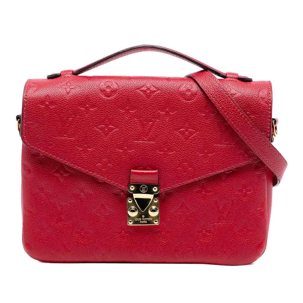 Louis Vuitton Monogram Empreinte Pochette Metis Red Leather Good - Front View