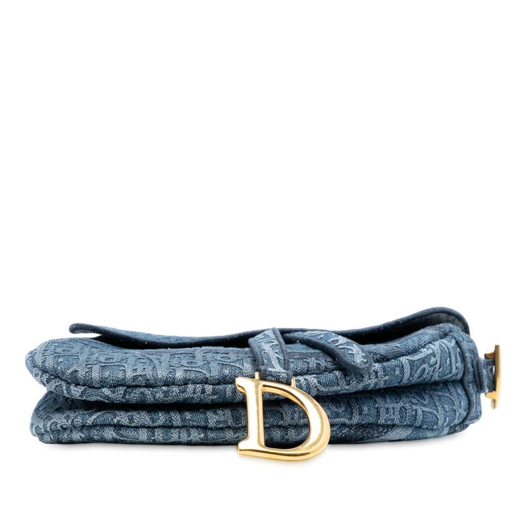 Dior Oblique Embroidered Denim Saddle Bag - 3