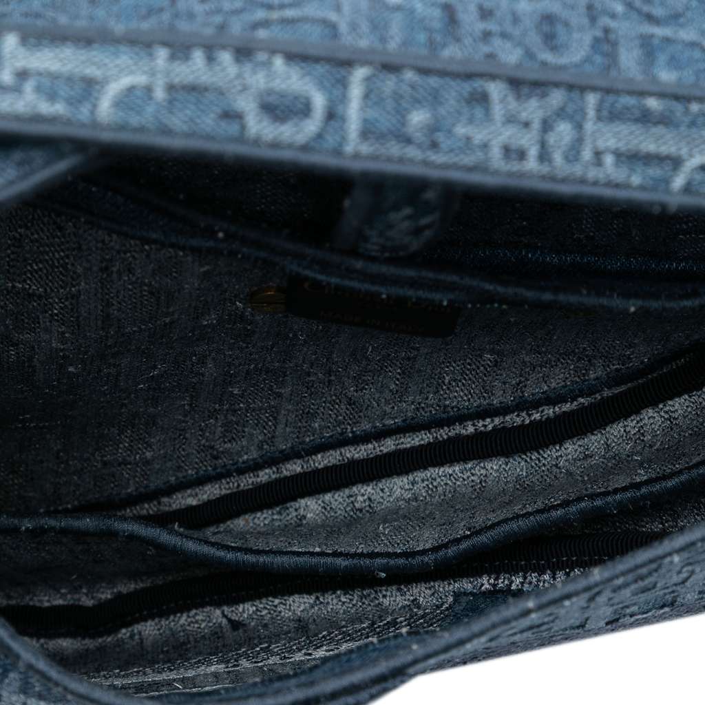 Dior Oblique Embroidered Denim Saddle Bag - 4