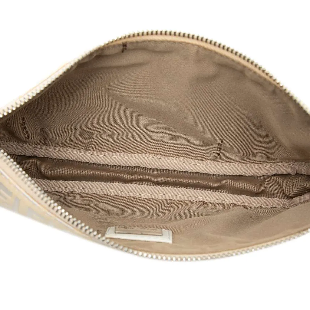 Fendi Zucchino Canvas Shoulder Bag Brown Canvas Good - Model View