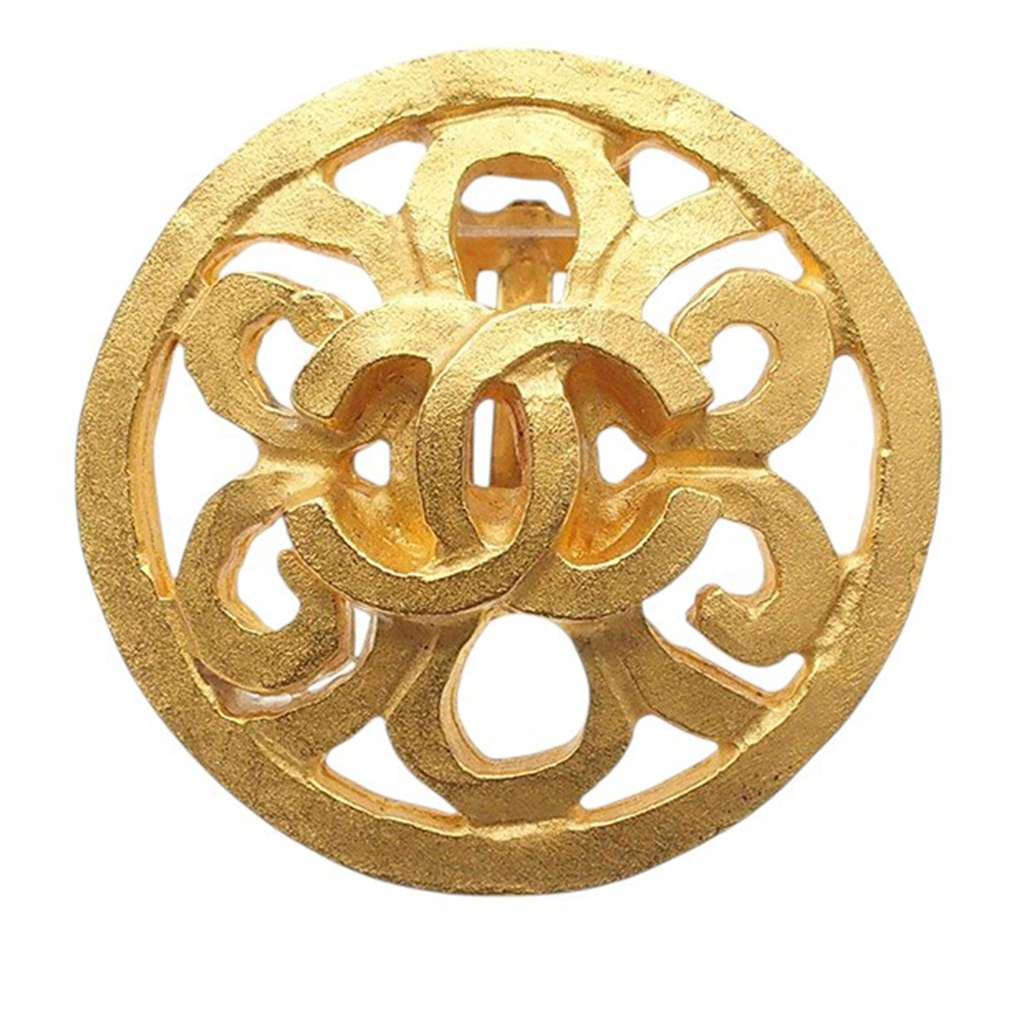 Chanel CC Gold Plated Flower Clip On Earrings - 3