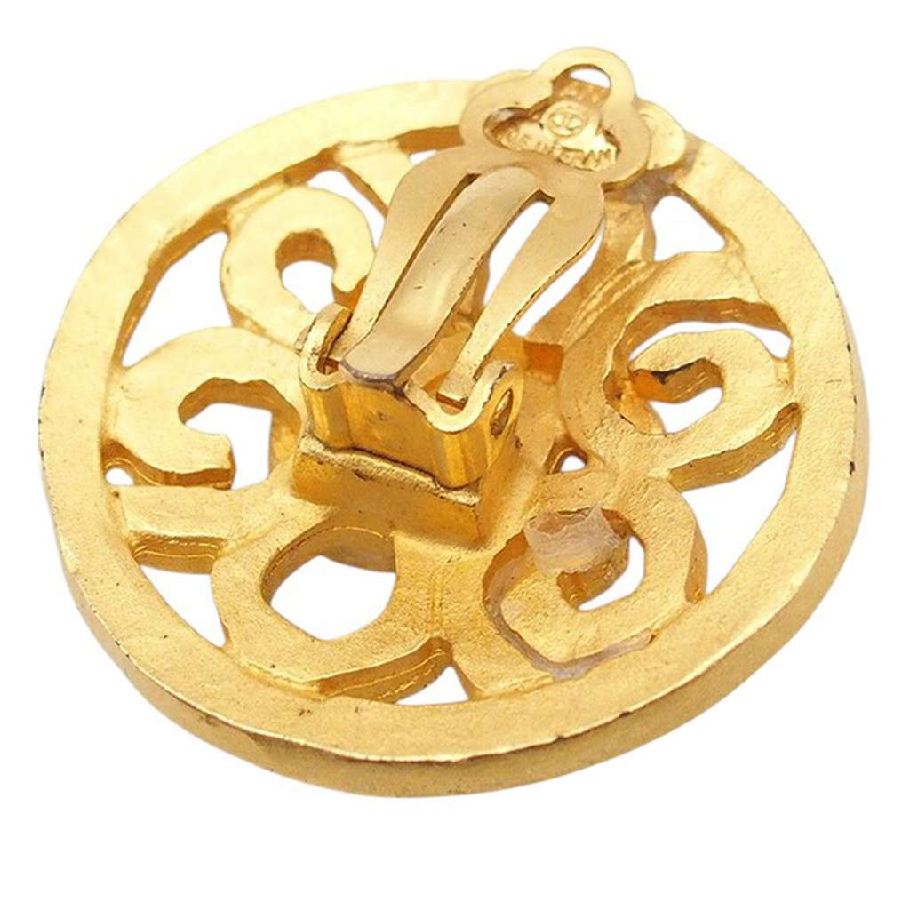 Chanel CC Gold Plated Flower Clip On Earrings - 4