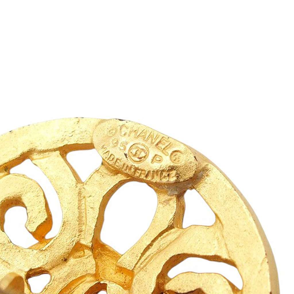 Chanel CC Gold Plated Flower Clip On Earrings - 5