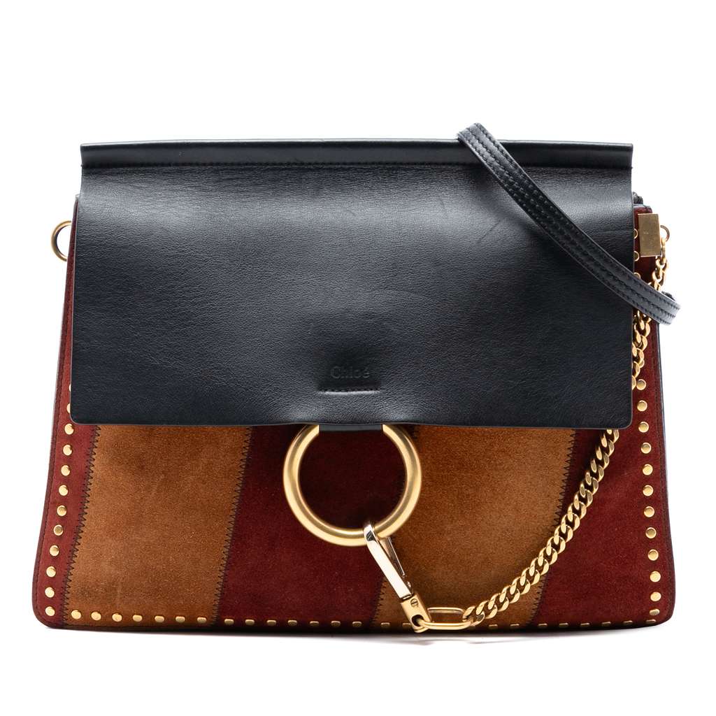 Chloé Medium Calfskin and Stitched Suede Faye Crossbody