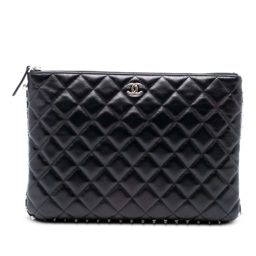 Chanel Medium Quilted Lambskin Pearl O Case Clutch