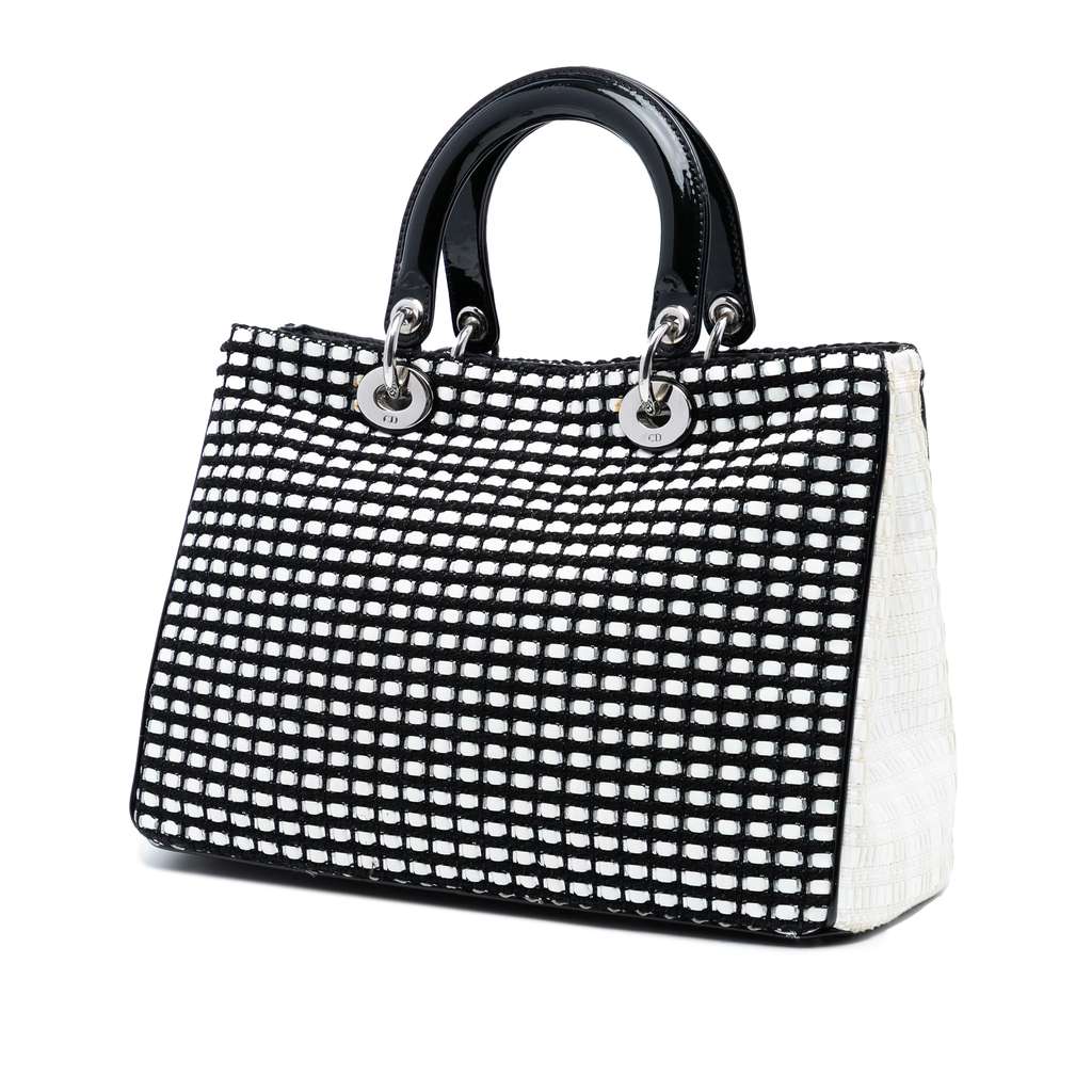 Dior Medium Patent and Tweed Diorissimo Satchel - 2
