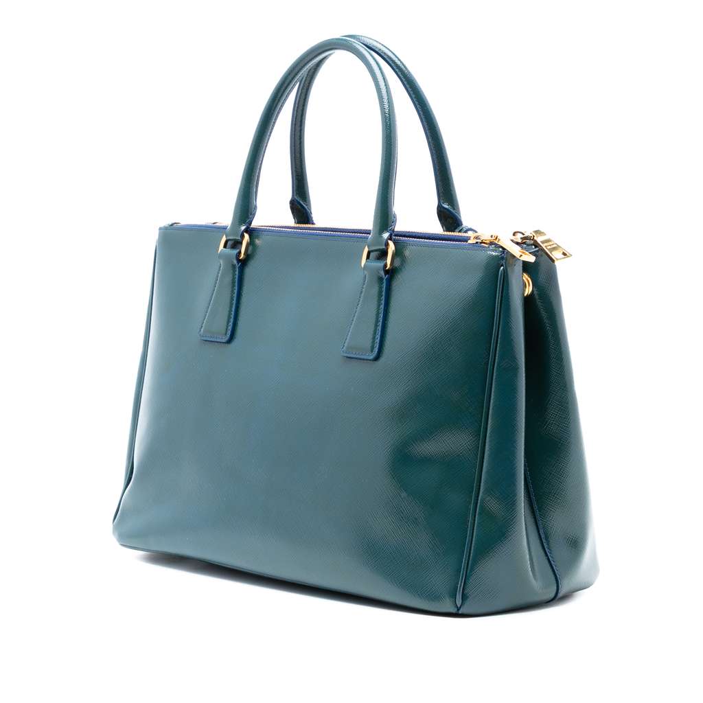 Prada Medium Saffiano Vernice Galleria Double Zip Satchel - 2