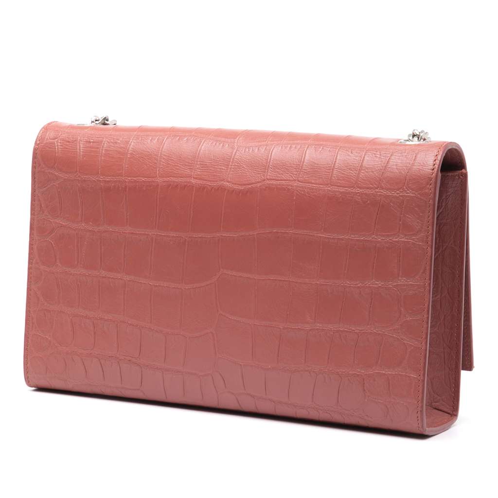 Saint Laurent Medium Croc Embossed Leather Kate Tassel Crossbody - 2