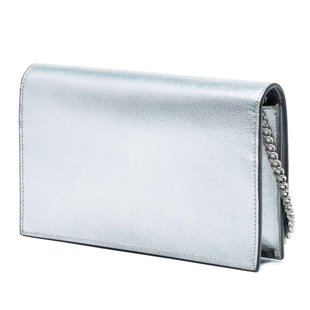 Saint Laurent Metallic Grain de Poudre Monogram Kate Tassel Wallet on Chain - 2