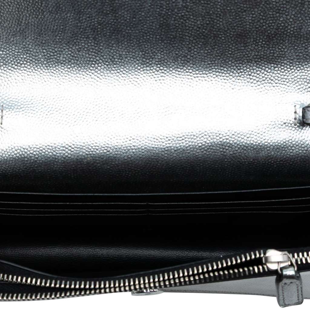 Saint Laurent Metallic Grain de Poudre Monogram Kate Tassel Wallet on Chain - 4