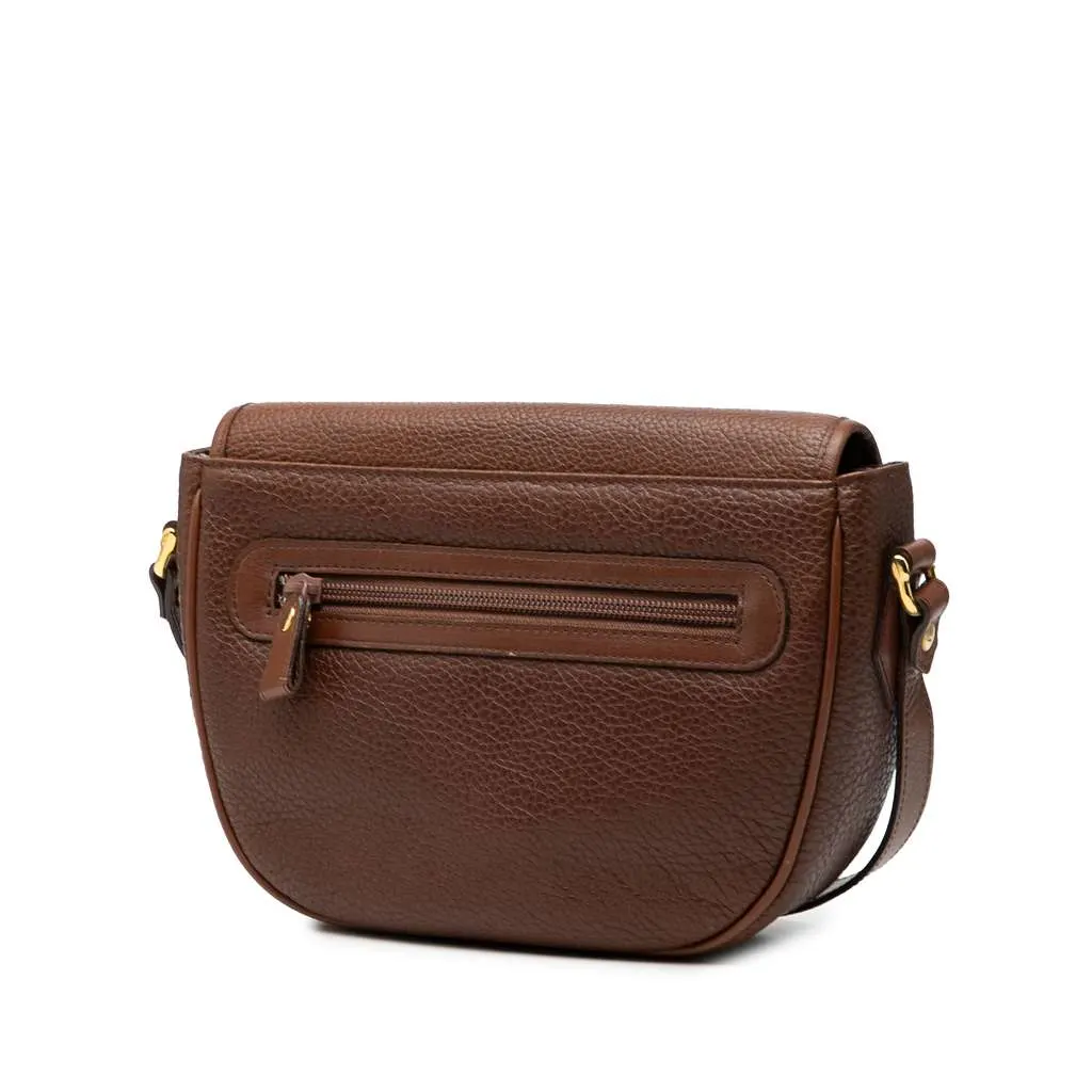 Burberry Pebbled Leather Crossbody Brown Leather Good - Back View
