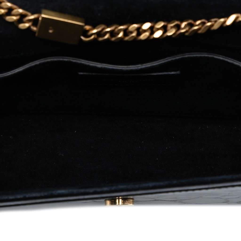 Saint Laurent Small Croc Embossed Patent Monogram Kate Crossbody - 4
