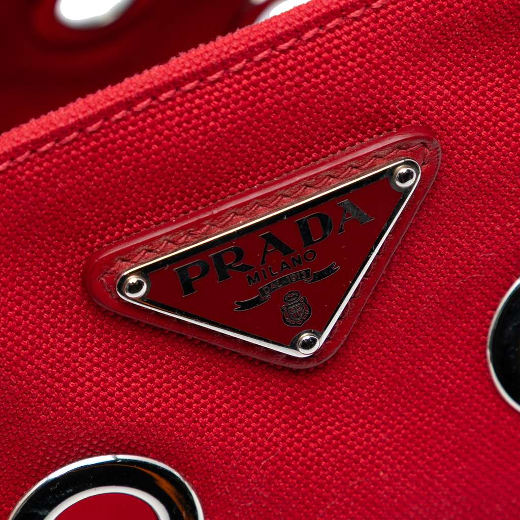 Prada Small Canvas Canapa Grommet Satchel - 5