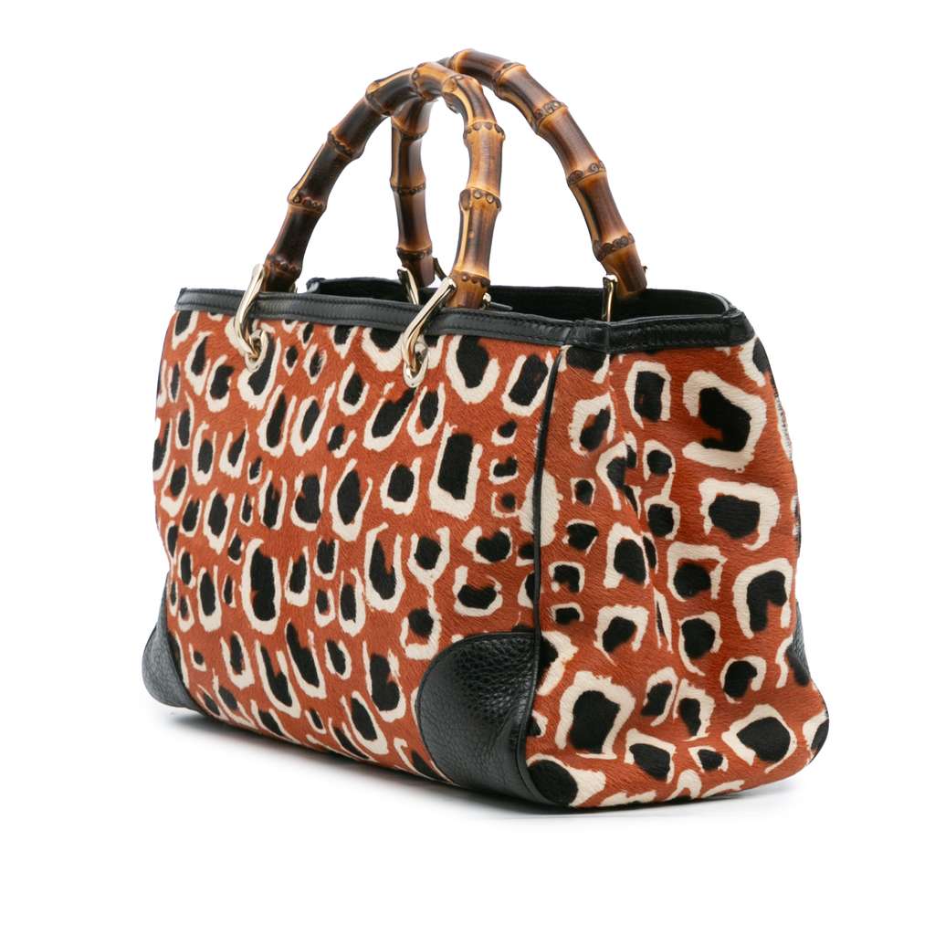 Gucci Medium Pony Hair Bamboo Shopper Satchel - 2