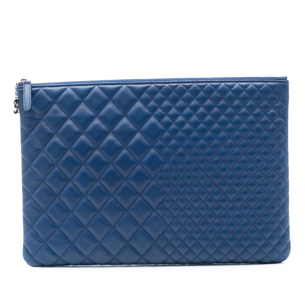 Chanel CC Bi Quilted Lambskin O Case Clutch