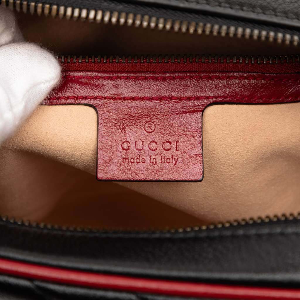 Gucci Small GG Marmont Matelasse Diagonal Leather Torchon Bamboo Satchel - 5