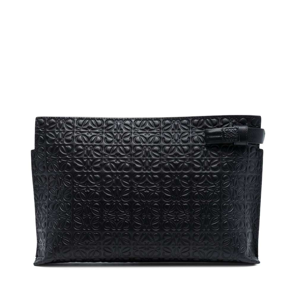 Loewe Embossed Anagram Leather Repeat T Clutch