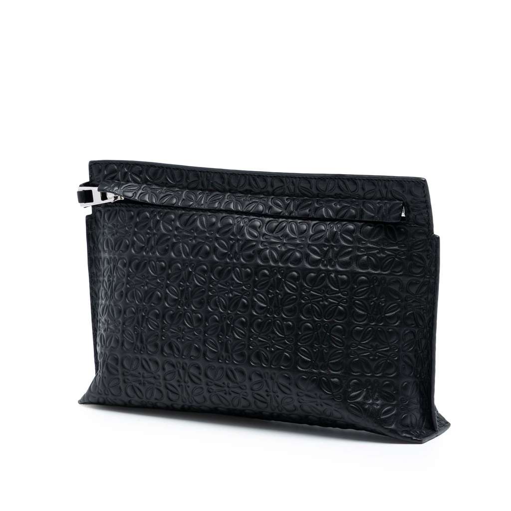 Loewe Embossed Anagram Leather Repeat T Clutch - 2