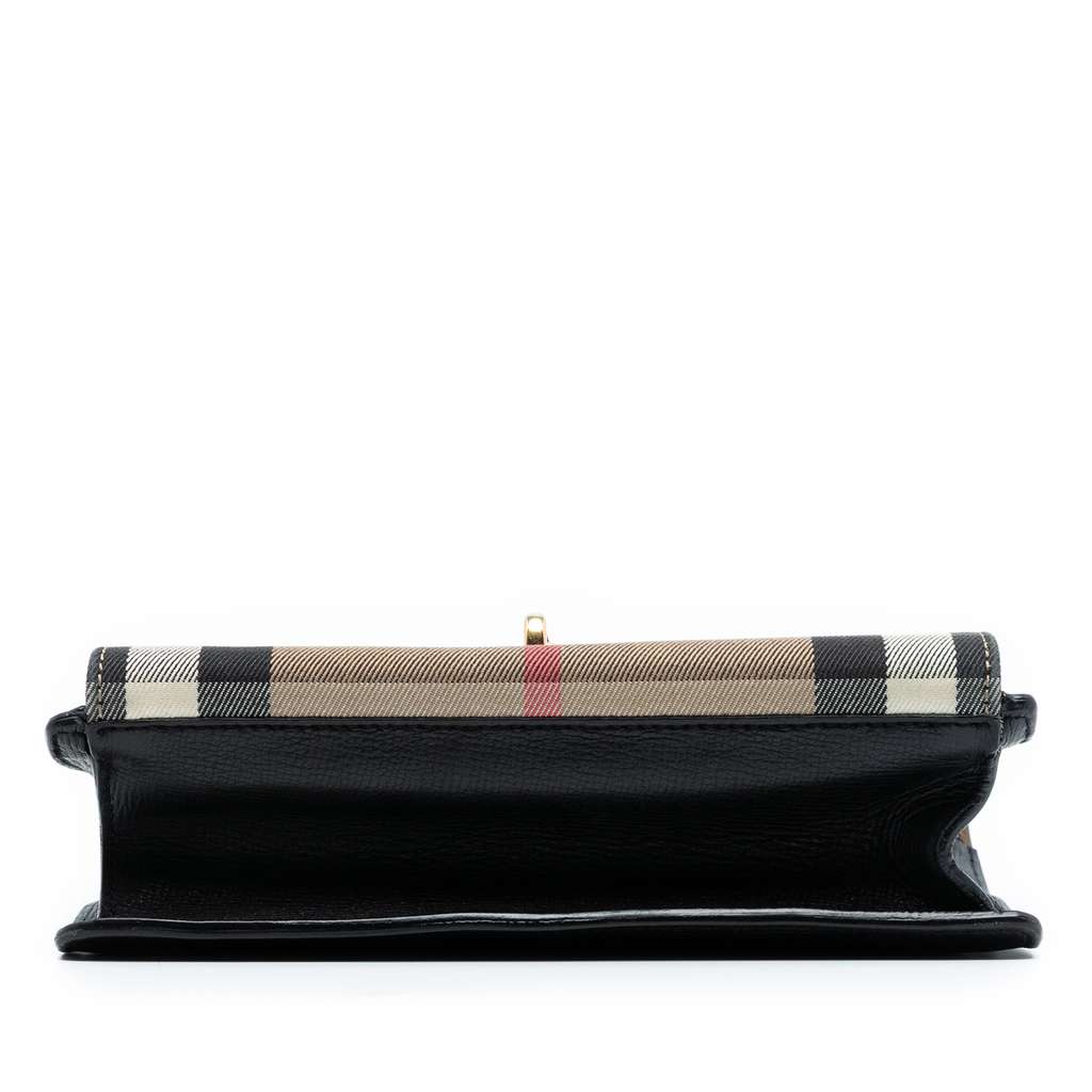 Burberry Small Leather and House Check Canvas Derby Macken Crossbody - 3