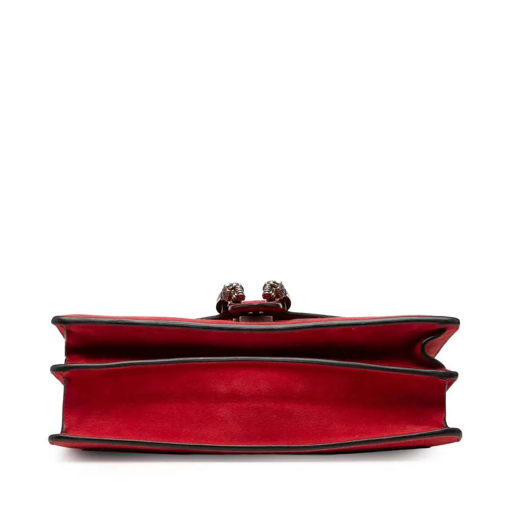 Gucci Medium Suede Dionysus Shoulder Bag Red Leather Good - Inside View