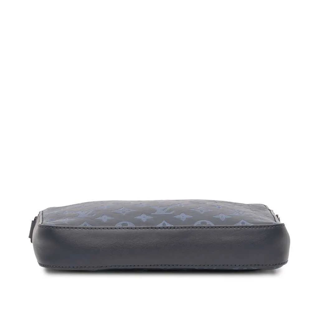 Louis Vuitton Monogram Shadow Duo Messenger Blue Leather Good - Back View