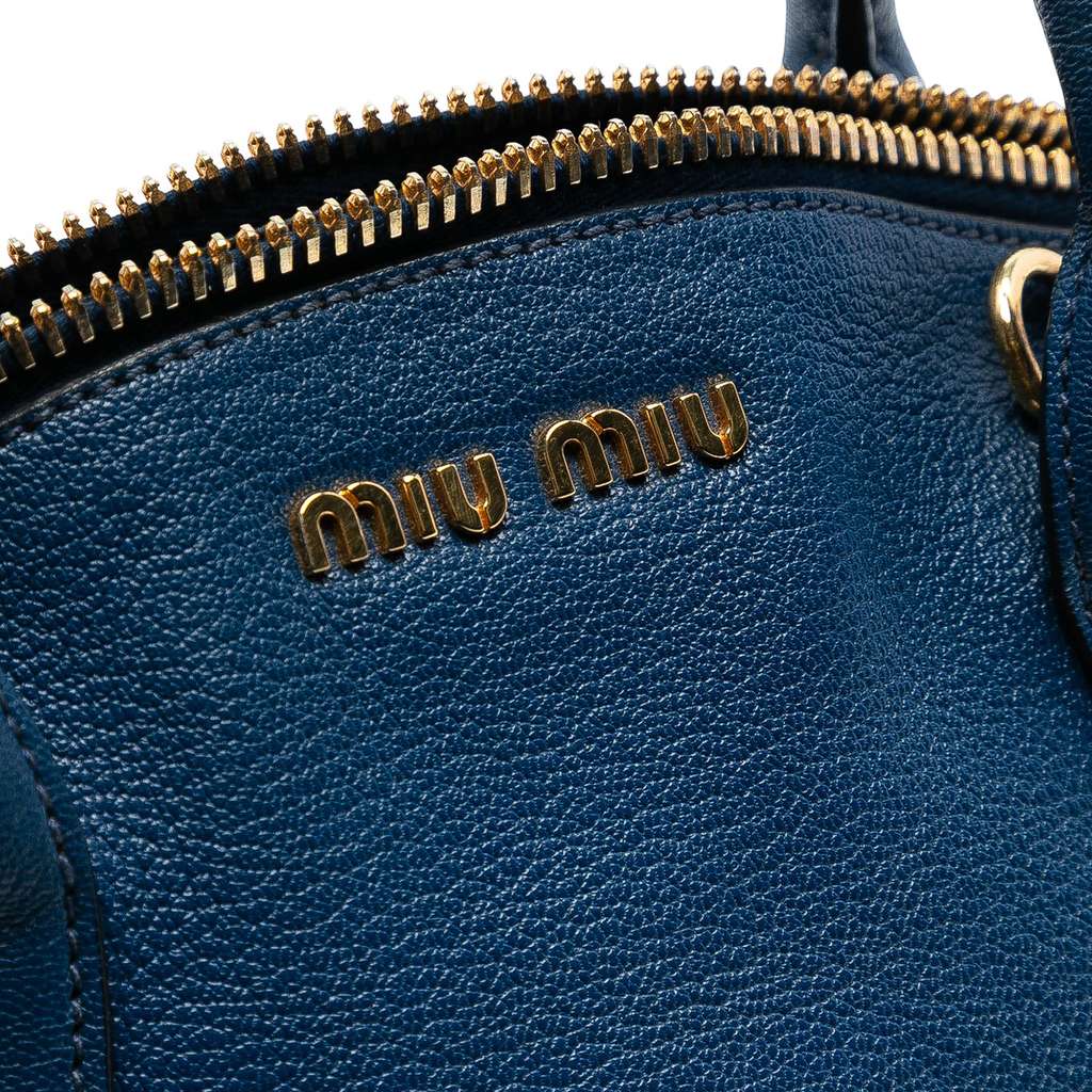 Miu Miu Goatskin Madras Bowling Bag - 5