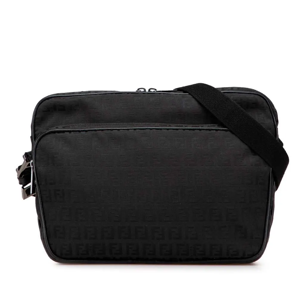 Fendi Zucchino Canvas Crossbody Black Canvas Very good - Front View