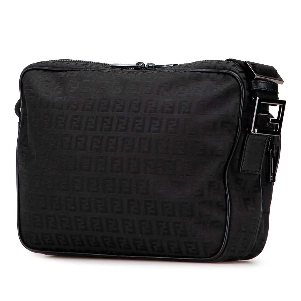 Fendi Zucchino Canvas Crossbody Black Canvas Very good - Back View