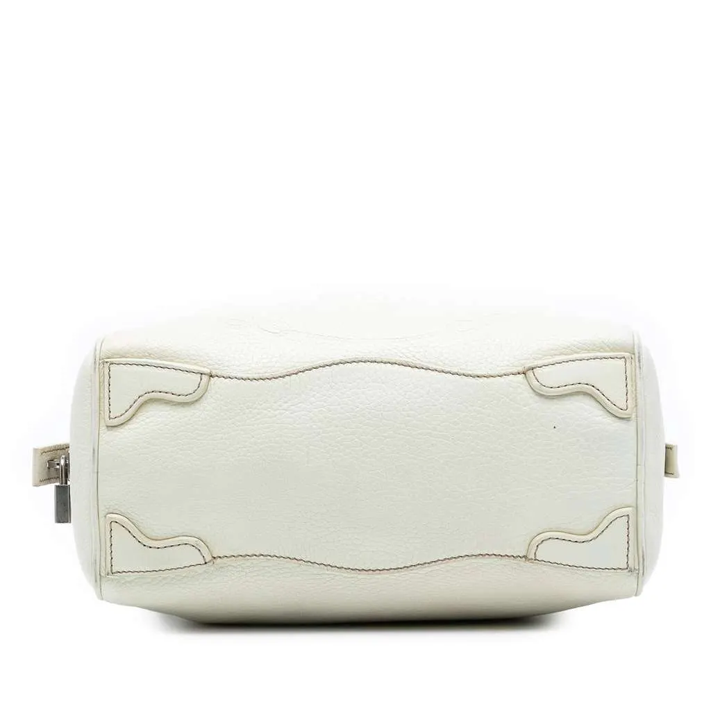 Prada Vitello Daino Embossed Logo Bauletto Bag White Leather Very good - Inside View