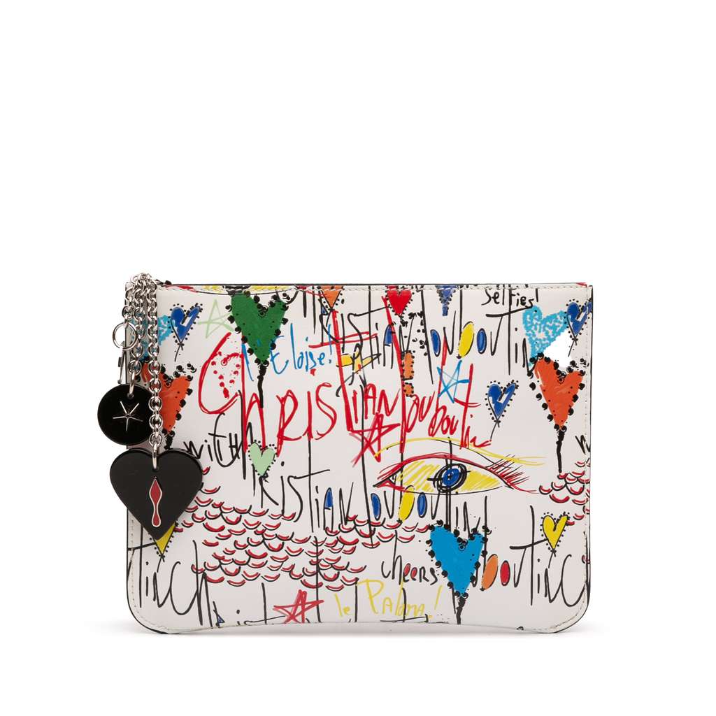 Christian Louboutin Printed Leather Graffiti Loubitag Clutch