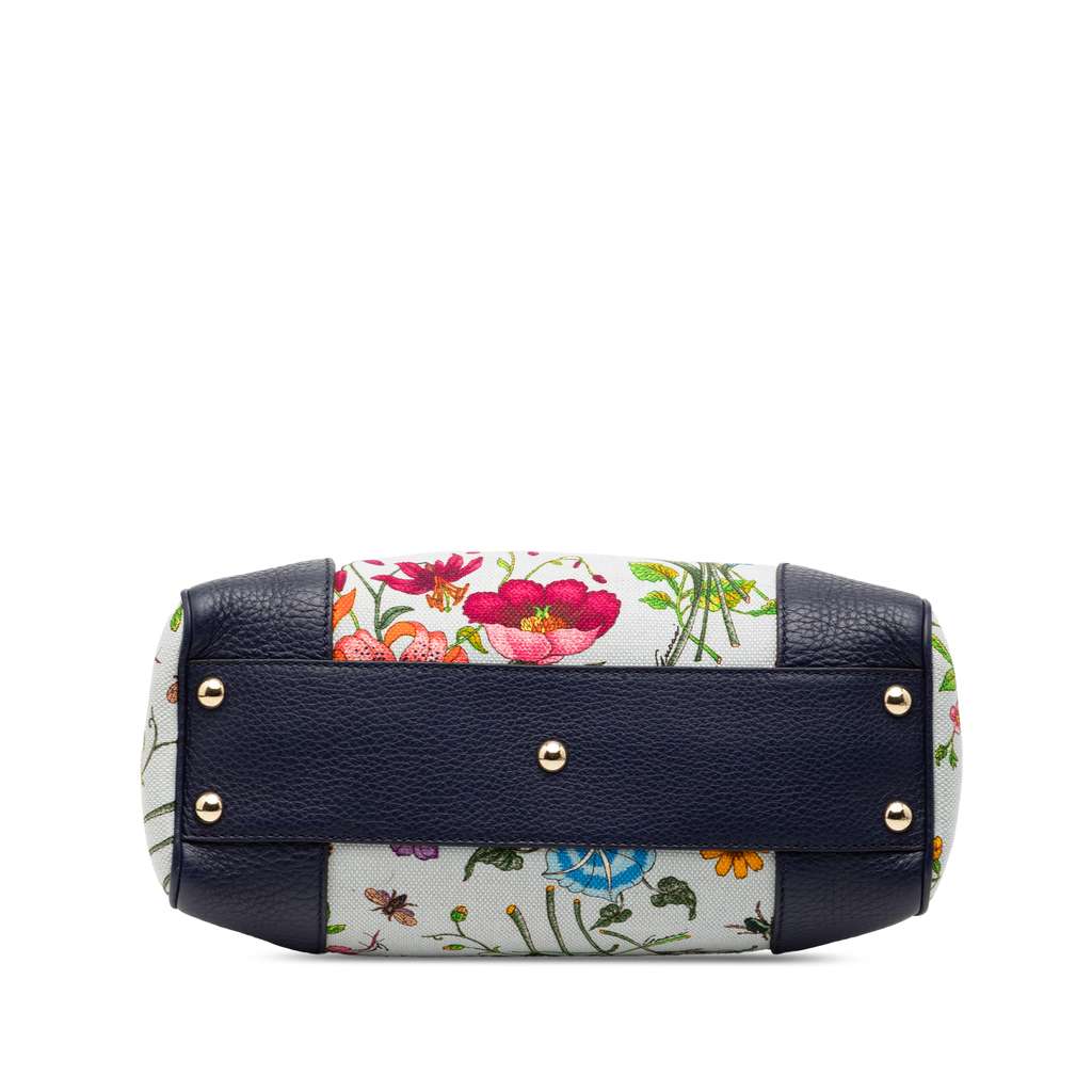 Gucci Small Canvas Flora Bamboo Shopper Satchel - 3
