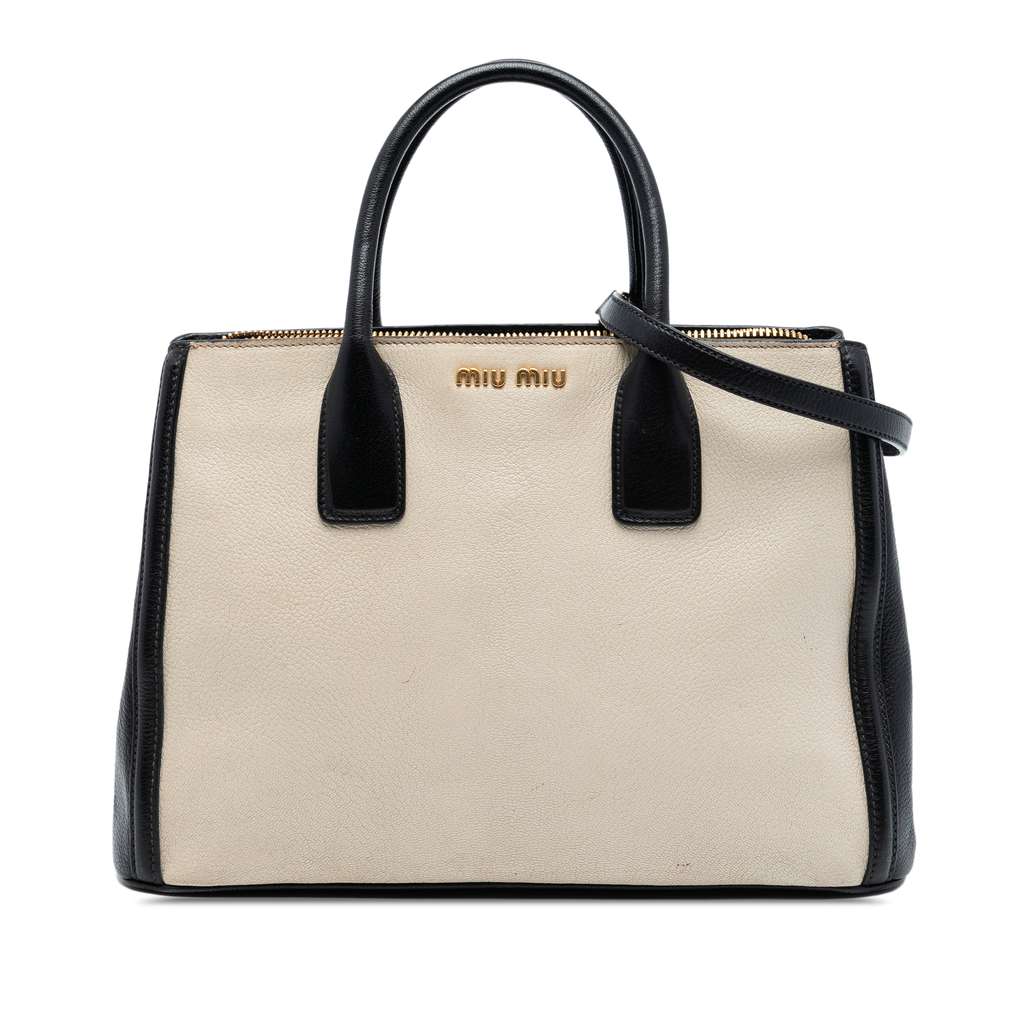 Miu Miu Bicolor Madras Goatskin Satchel