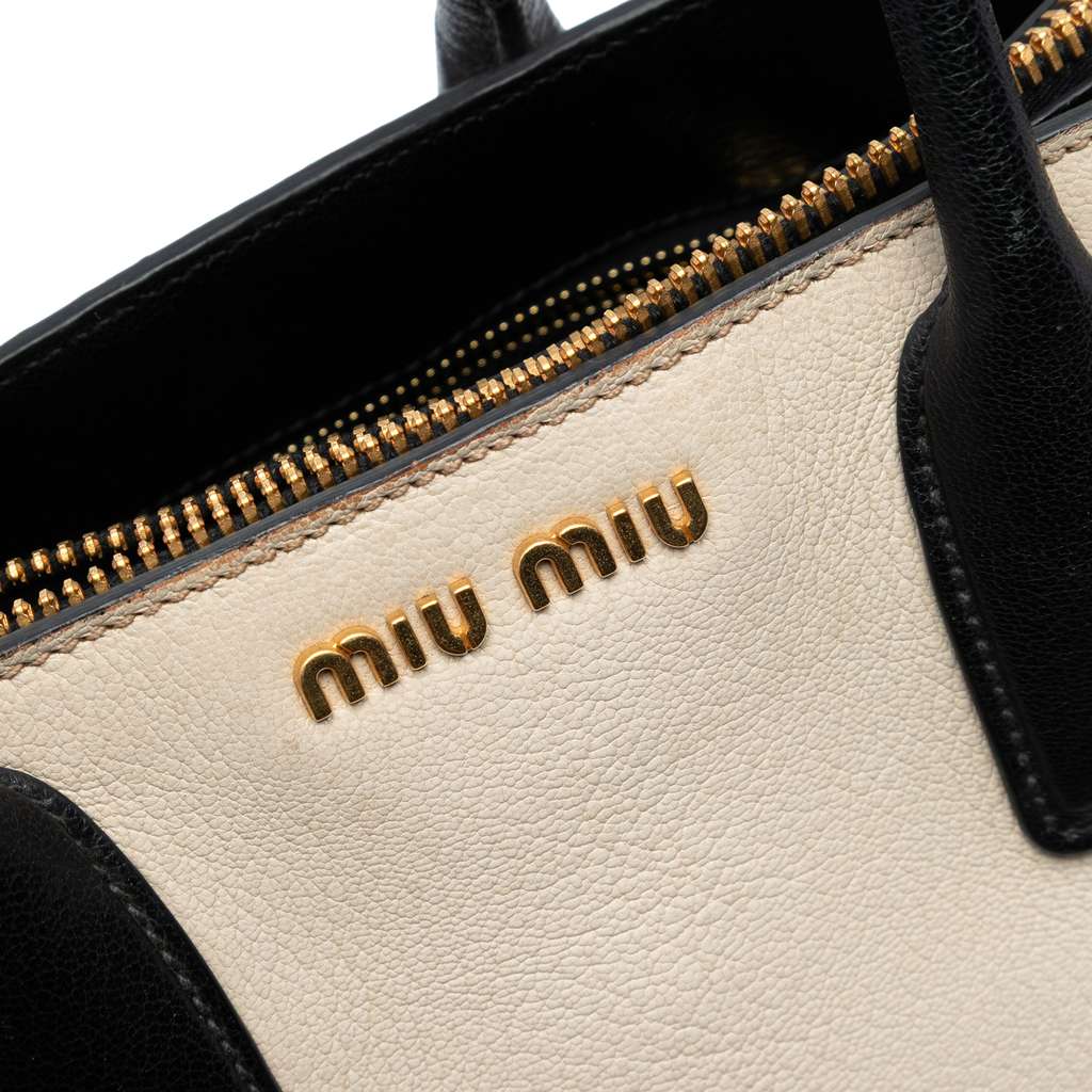 Miu Miu Bicolor Madras Goatskin Satchel - 5