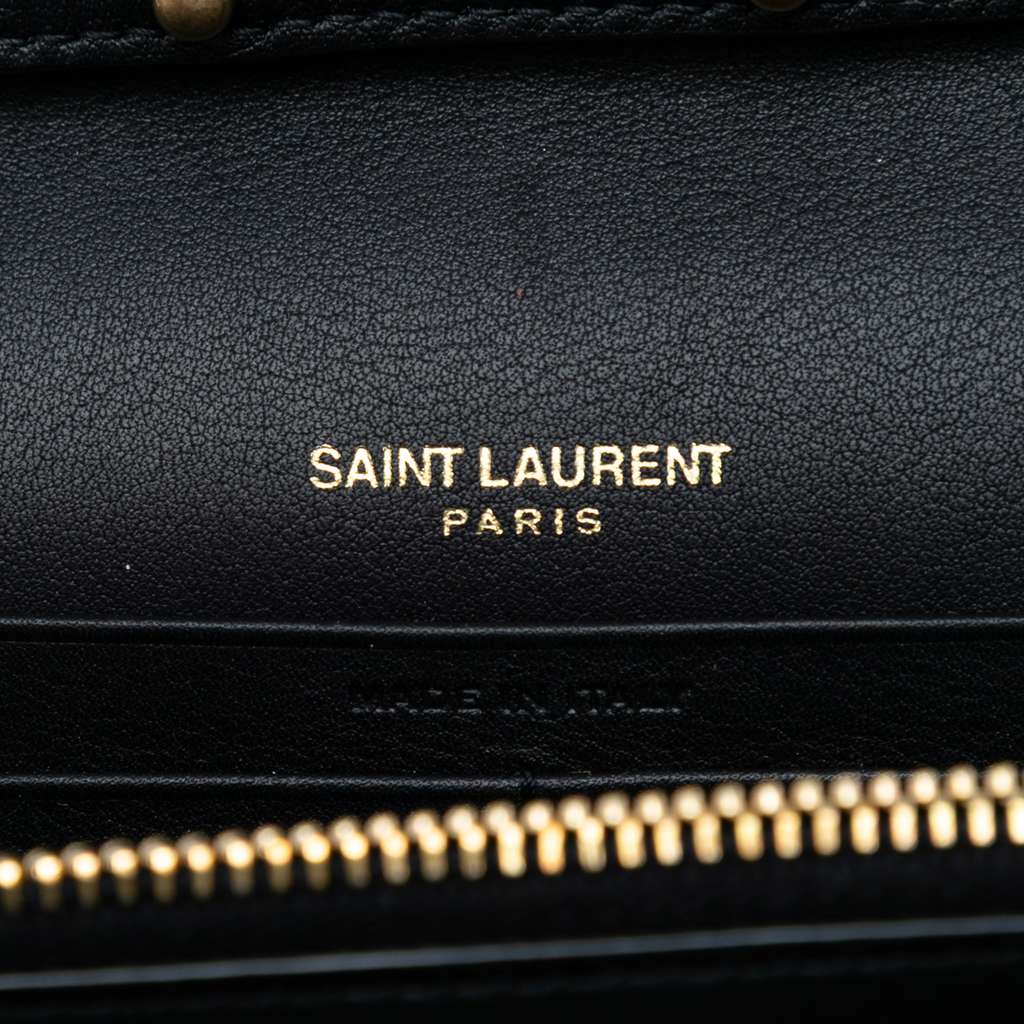 Saint Laurent Quilted Chevron Calfskin Polka Dot Monogram Envelope Chain Wallet - 5